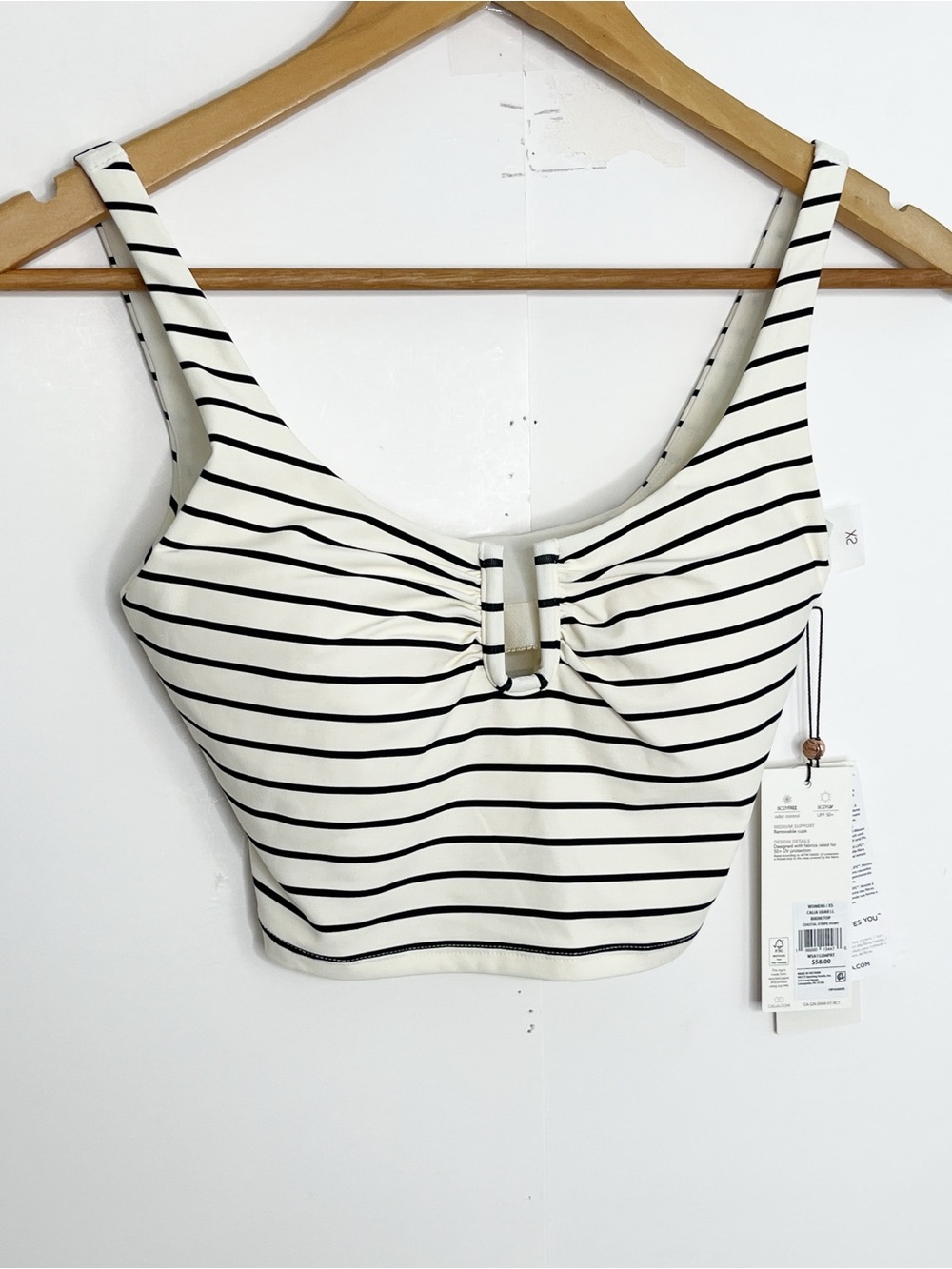 Calia Womens U Bar Long Line Bikini Swim Top Size XS